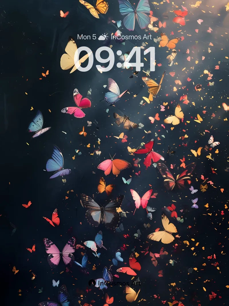 Luminous Swarm Wallpaper with Floating Fragments