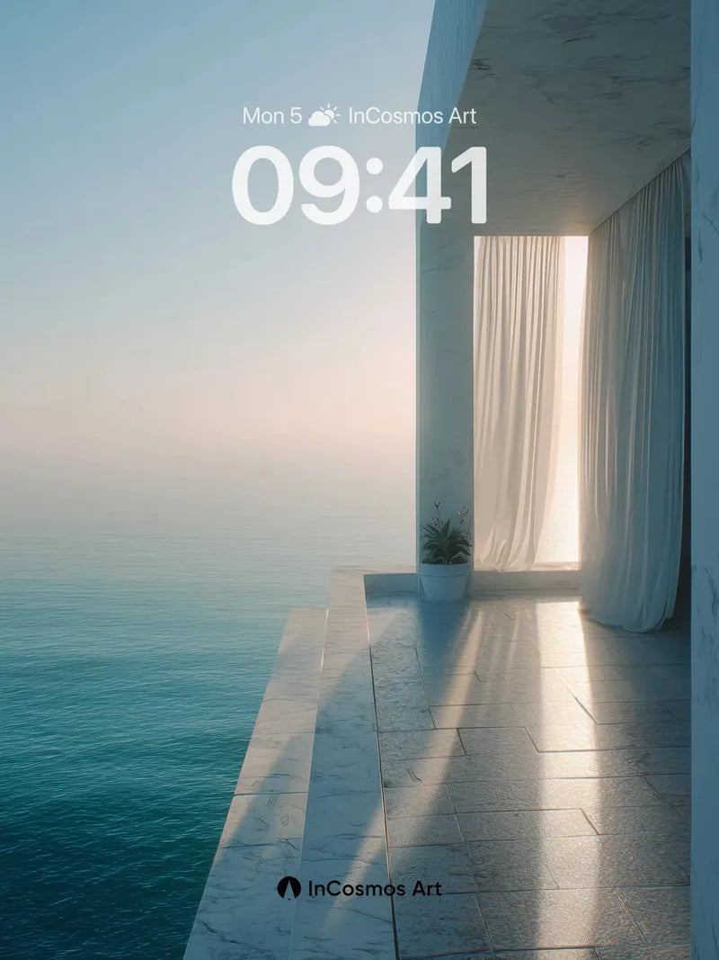 Serenity Edge Wallpaper with Sunlit Drapes