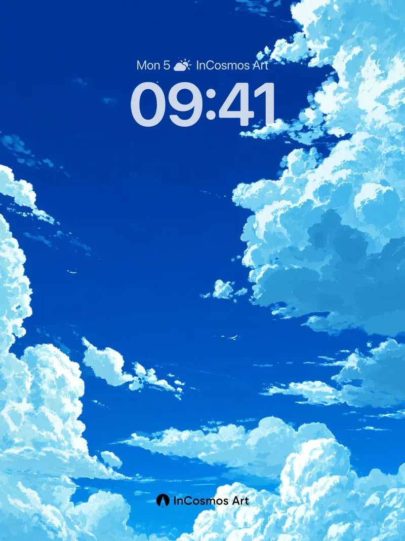 Skyward Drift Wallpaper with Floating Clouds