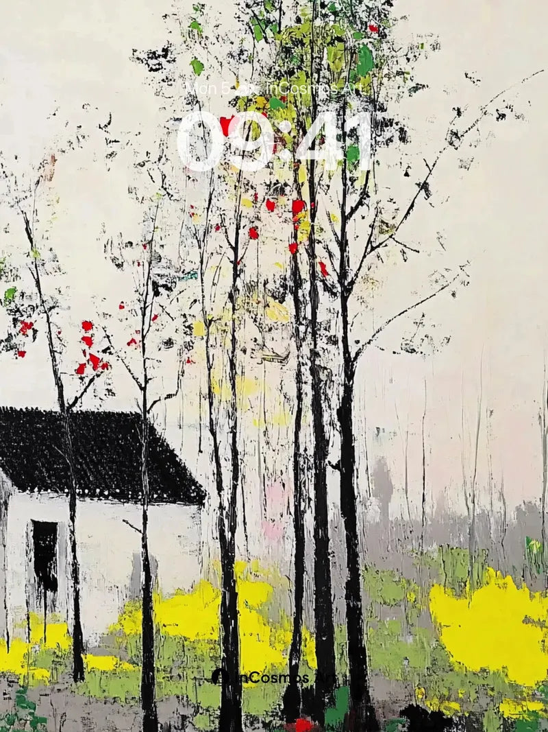 Whispering Canopy Wallpaper with Ink-Blot Trees