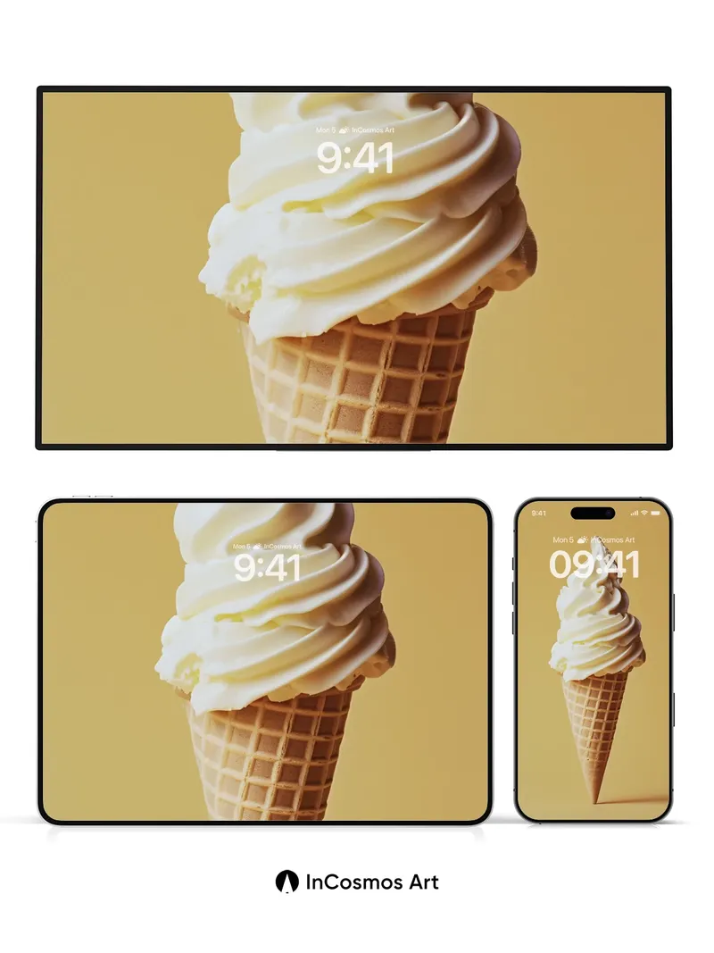 Golden Hush Ice Cream Wallpaper with Velvet Swirls