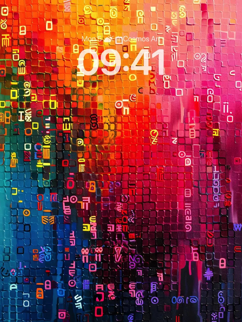 Neon Pulse Wallpaper with Digital Mosaic