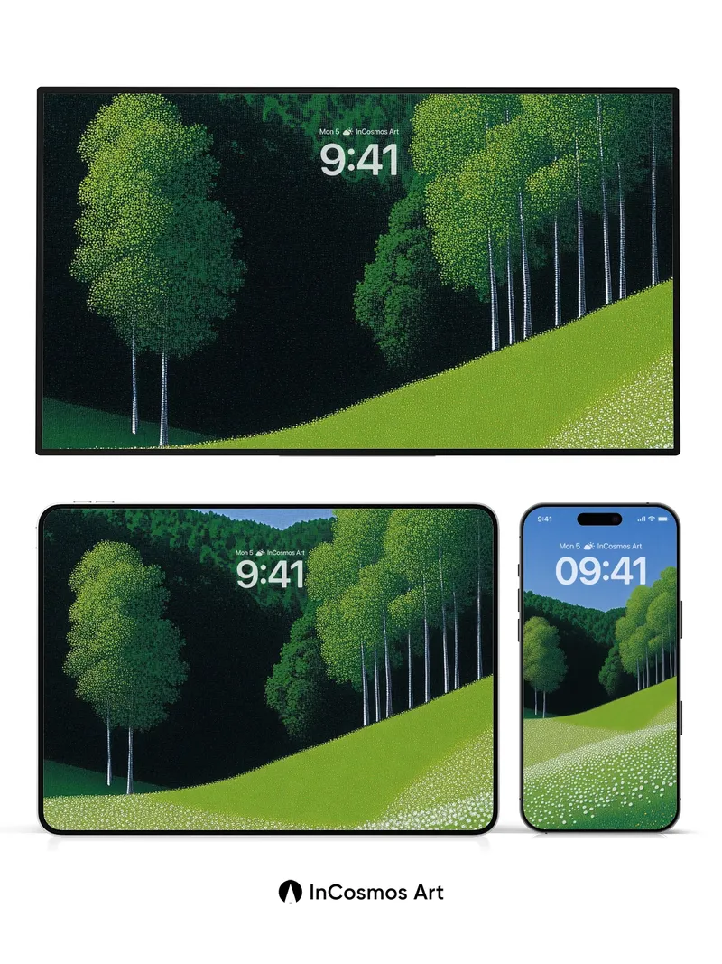 Whispering Meadow Wallpaper with Dotted Light