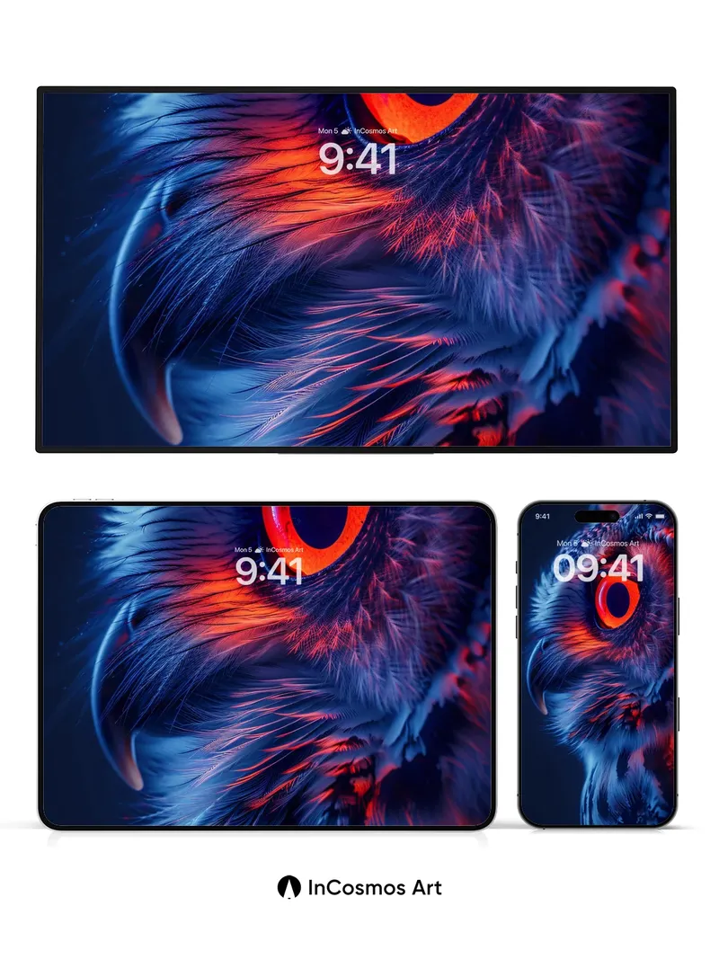 Neon Gaze Wallpaper with Electric Feathers