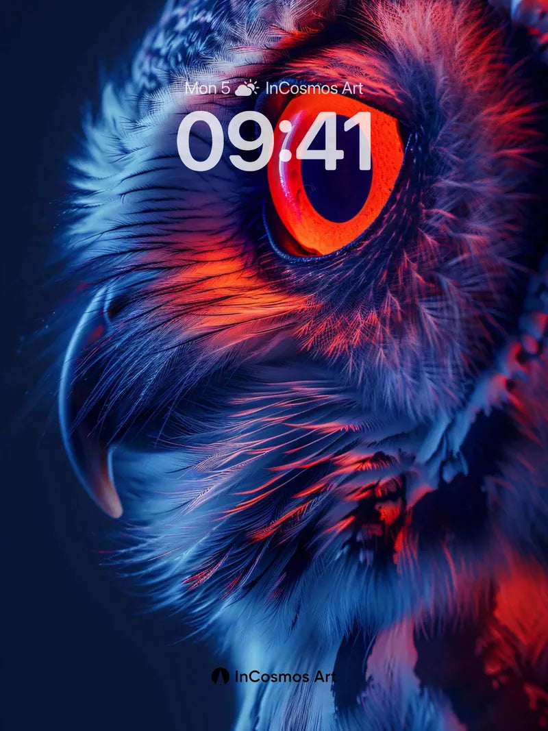 Neon Gaze Wallpaper with Electric Feathers