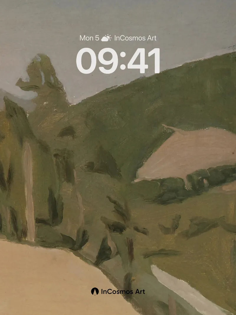 Hushed Ridge Wallpaper with Earth-Toned Brushwork