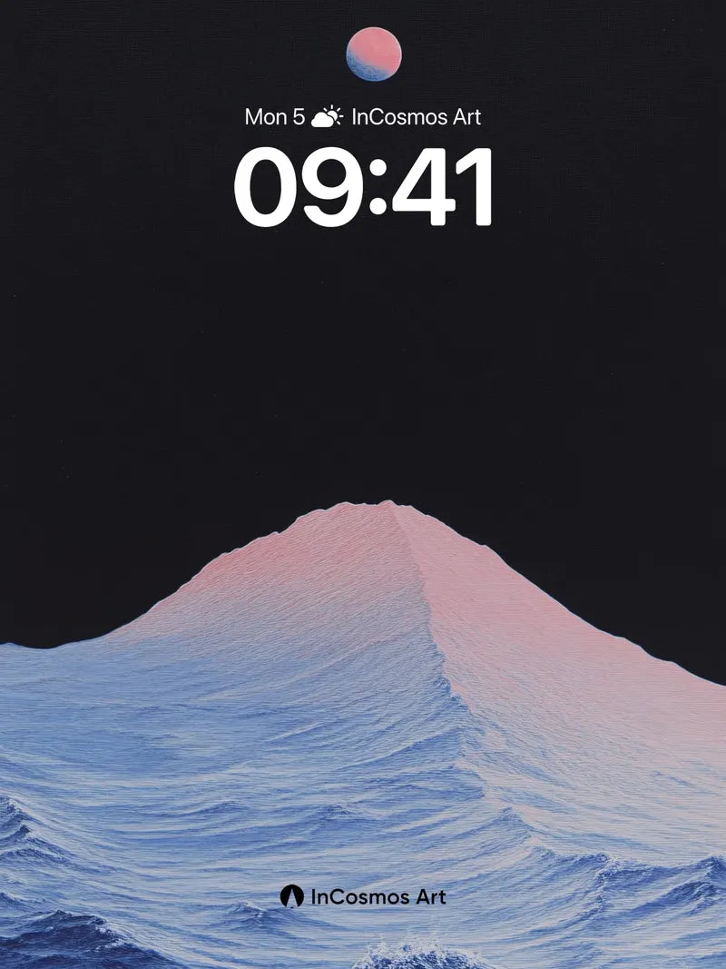 Calm Ocean Wave Wallpaper with Pink Moonlight