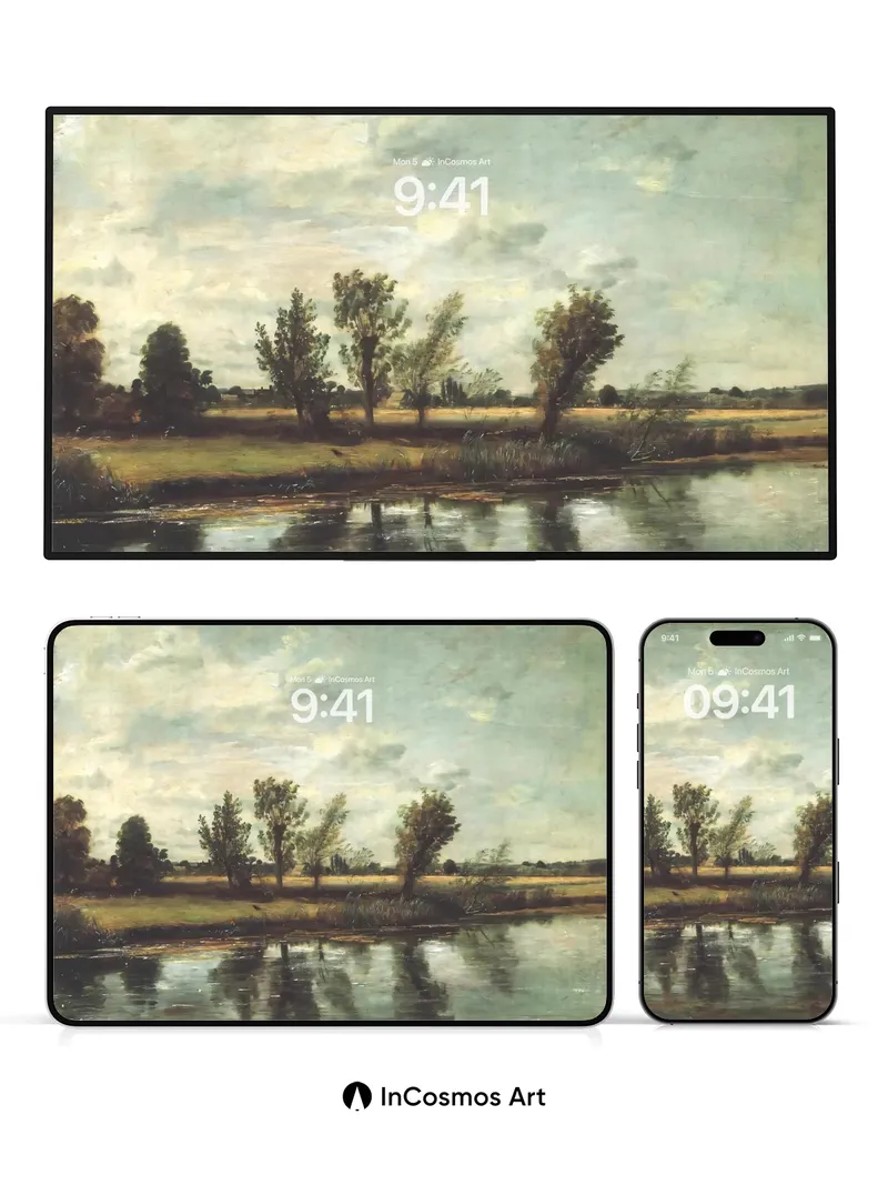 Serenity Riverbank Wallpaper with Whispering Trees