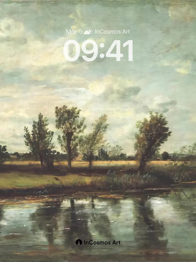 Serenity Riverbank Wallpaper with Whispering Trees