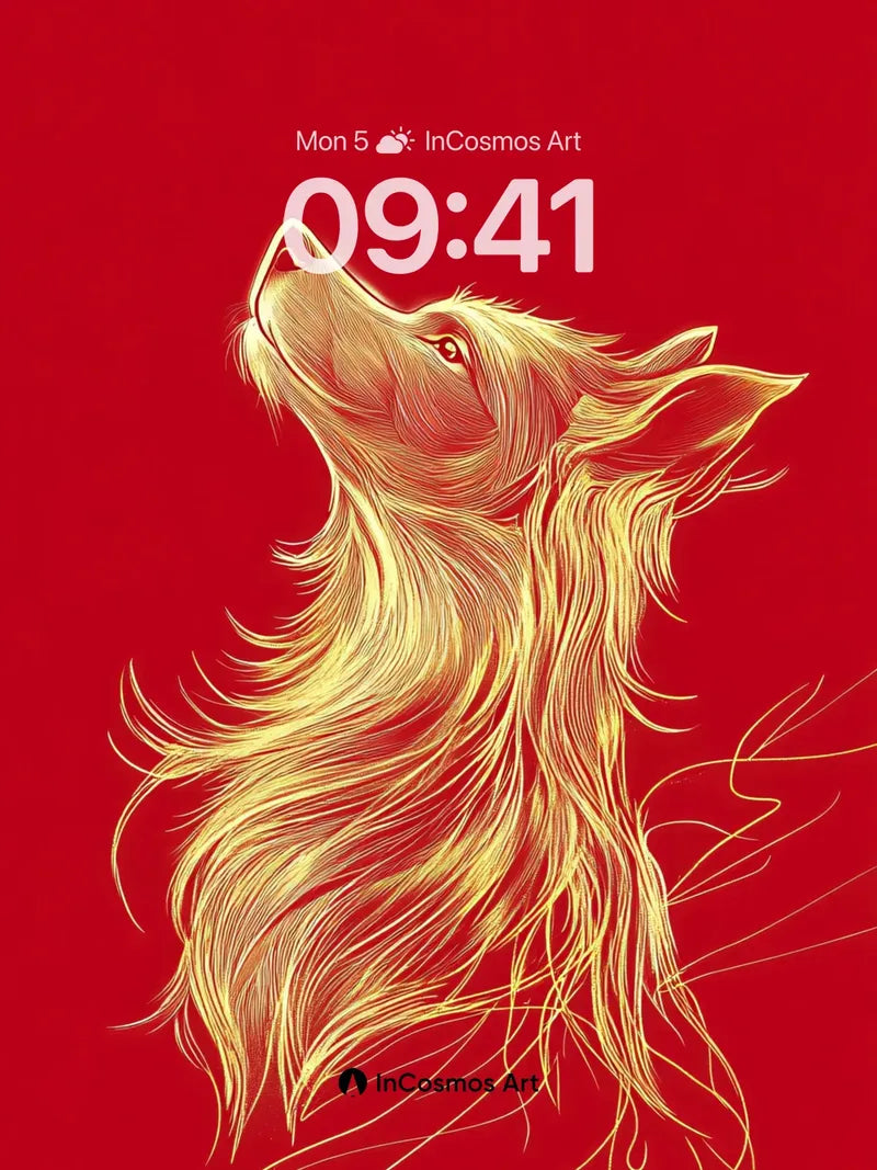 Golden Howl Wallpaper with Fiery Lines wallpaper for iPhone, iPad & Mac