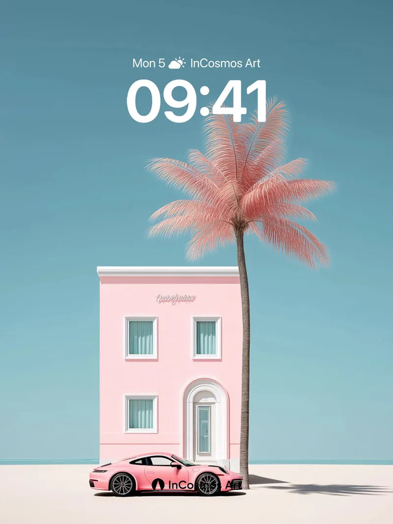 Pastel Mirage Wallpaper with Palm Shadow