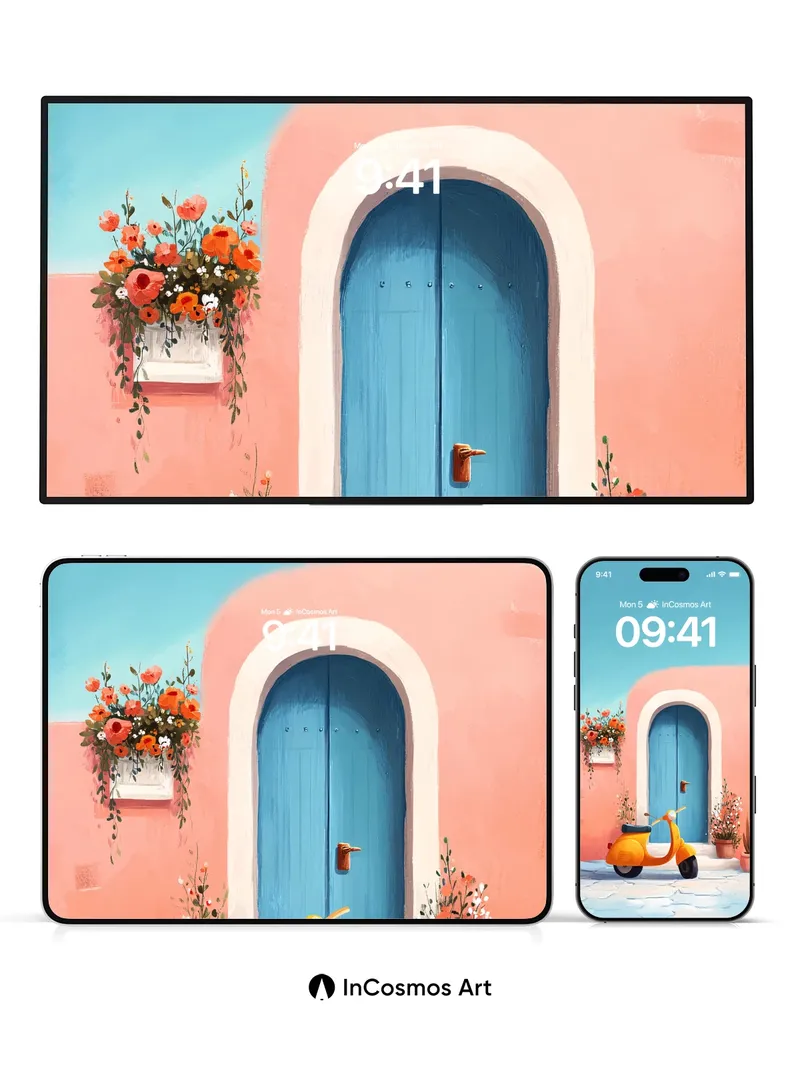 Sun-Kissed Scooter Wallpaper with Coral Hues