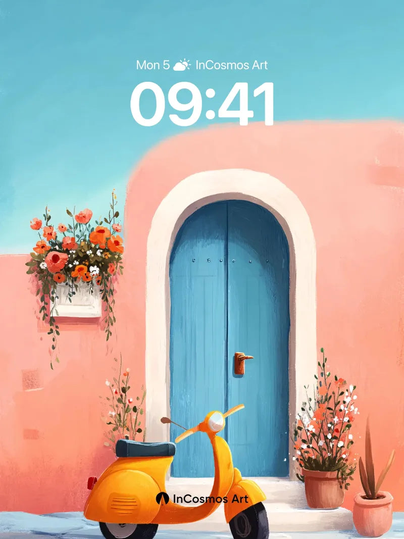 Sun-Kissed Scooter Wallpaper with Coral Hues