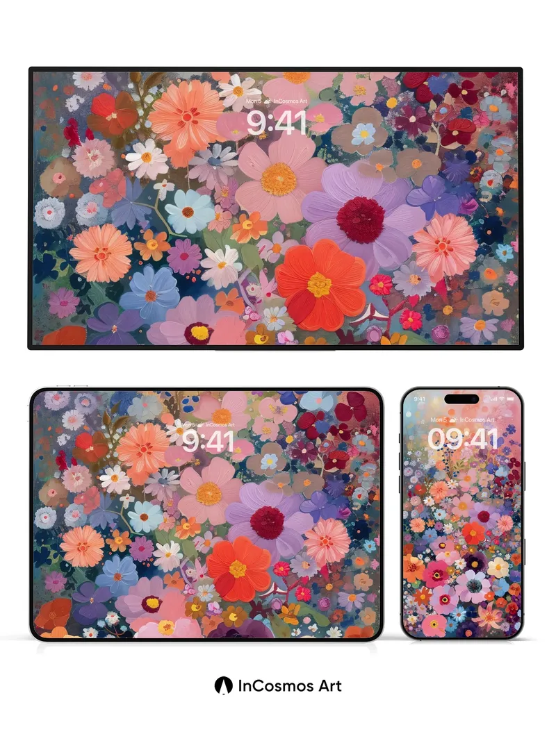 Luminous Garden Wallpaper with Floating Petals