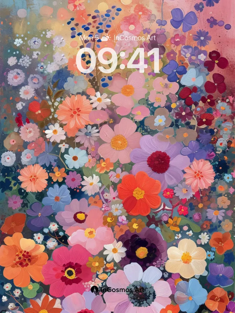 Luminous Garden Wallpaper with Floating Petals