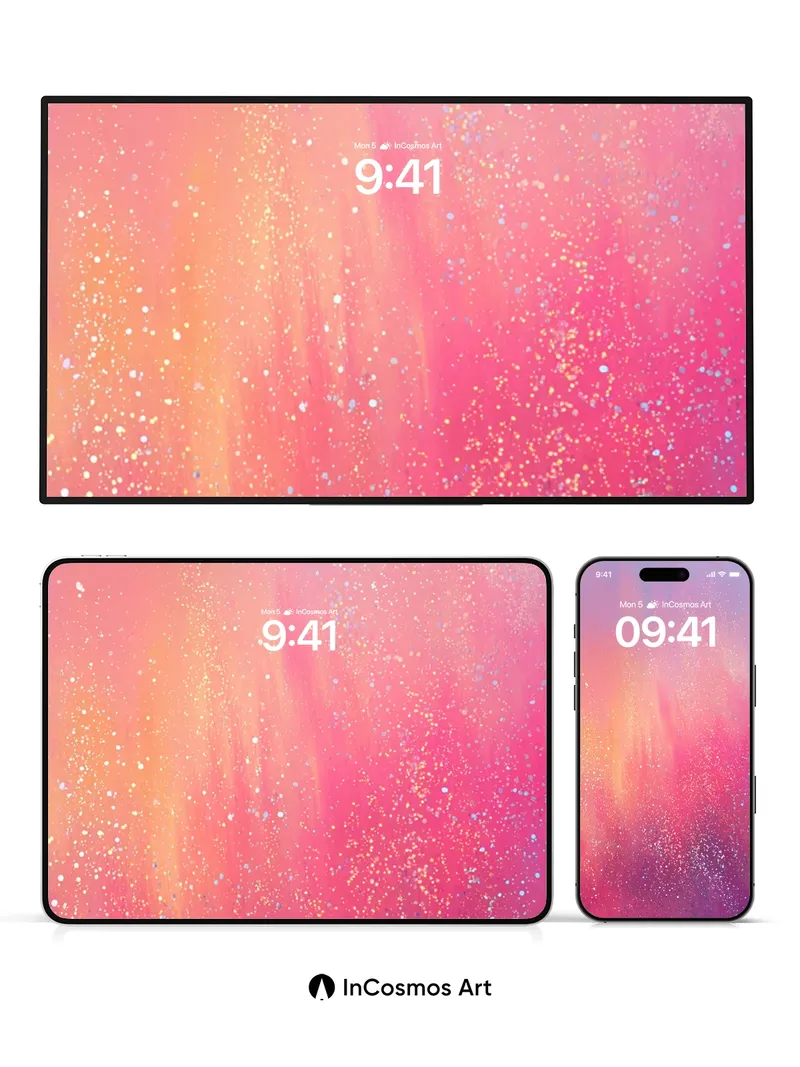 Cosmic Bloom Wallpaper with Stardust Veil