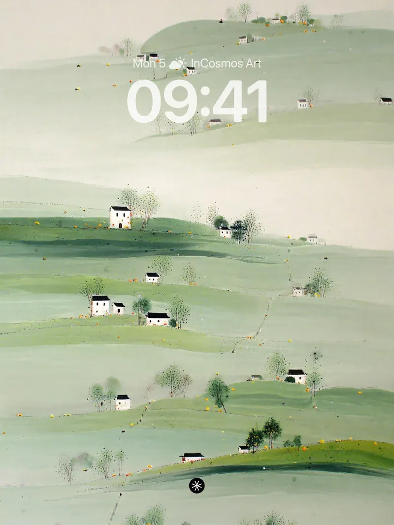 Serene Pastoral Wallpaper with Misty Hills wallpaper for iPhone, iPad & Mac