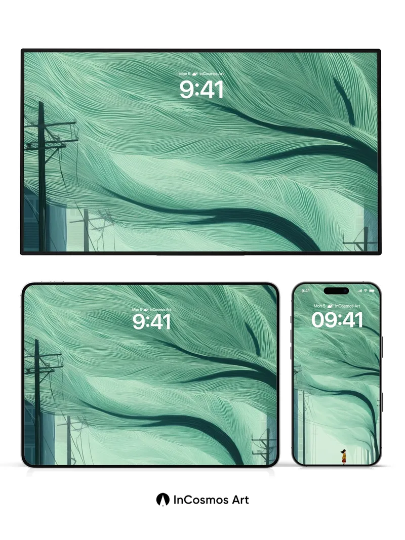 Whispering Canopy Wallpaper with Floating Roots