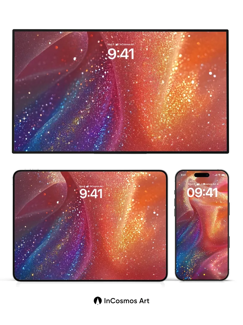 Luminous Veil Wallpaper with Cosmic Sparkle