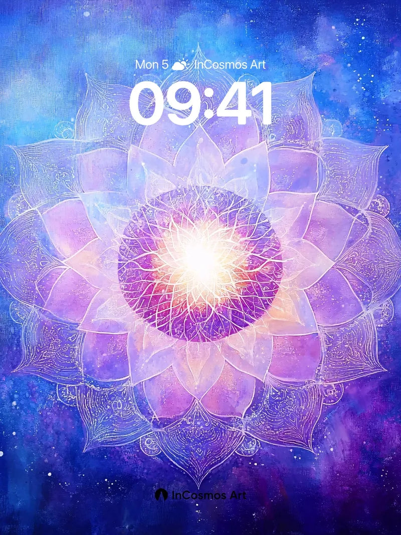 Cosmic Lotus Wallpaper with Ethereal Light Core wallpaper for iPhone, iPad & Mac