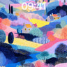 Pastel Hills Wallpaper with Textured Brushwork wallpaper for iPhone, iPad & Mac