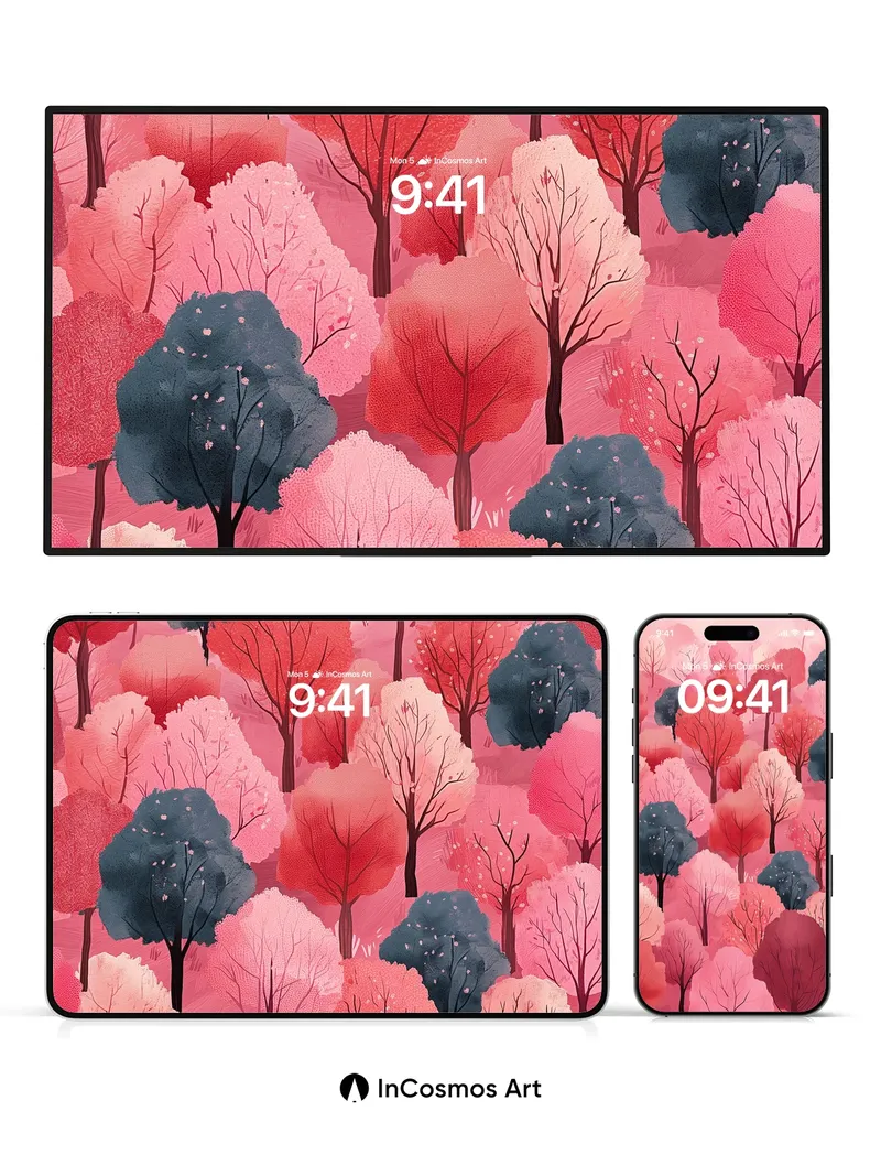 Whispering Canopy Wallpaper with Crimson Hush