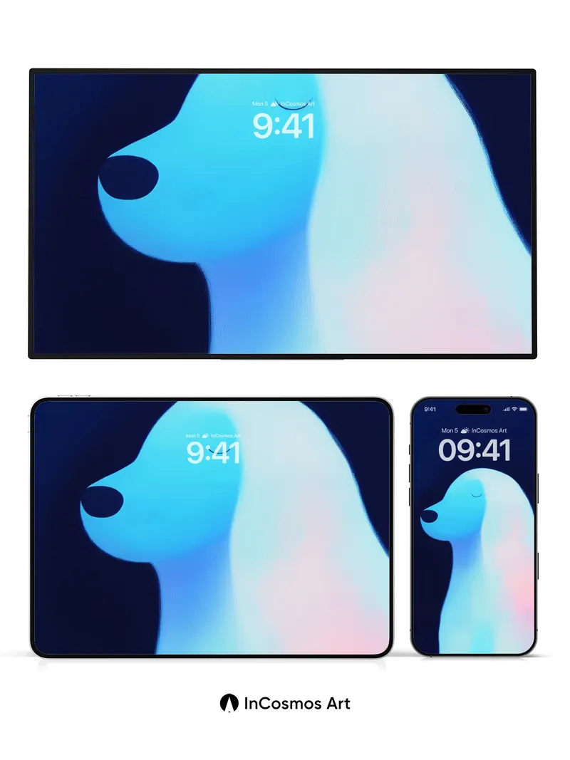 Serene Gradient Dog Wallpaper with Ethereal Light