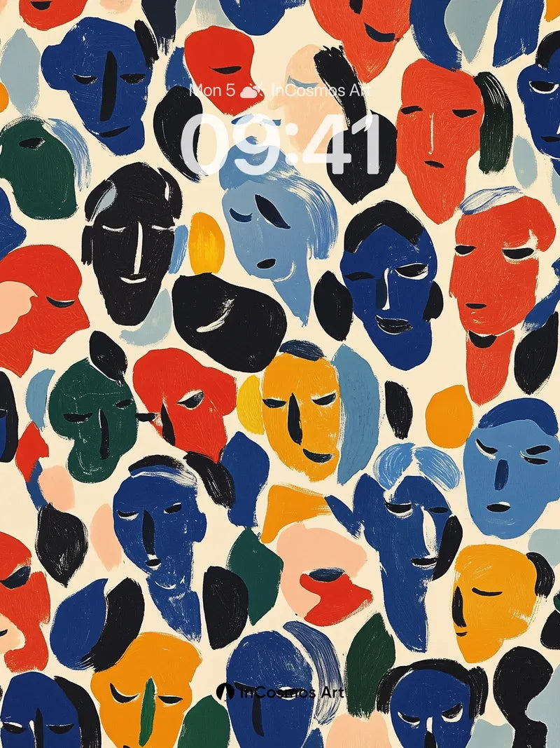 Playful Mask Parade Wallpaper with Cubist Energy wallpaper for iPhone, iPad & Mac