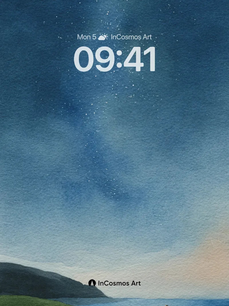Starry Veil Wallpaper with Whispering Hills wallpaper for iPhone, iPad & Mac