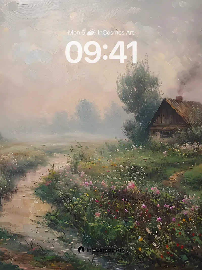 Misty Meadow Wallpaper with Whispering Path