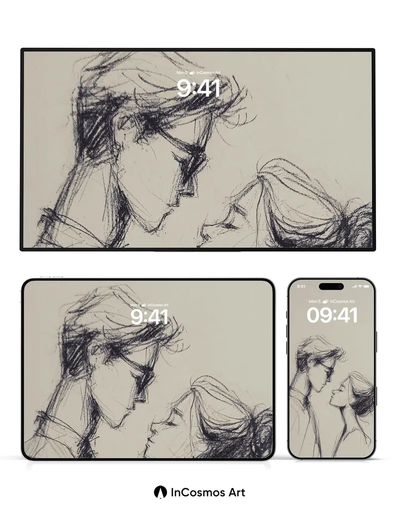 Whispering Lines Wallpaper with Intimate Gaze