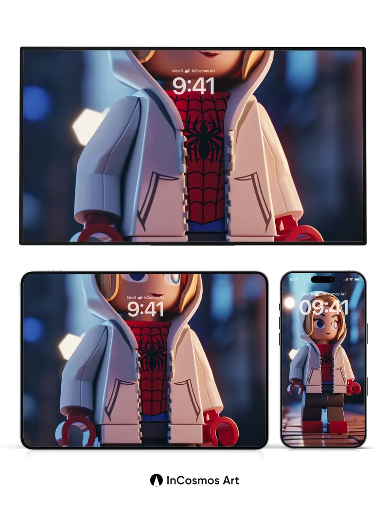 Urban Glow Wallpaper with Hooded Hero