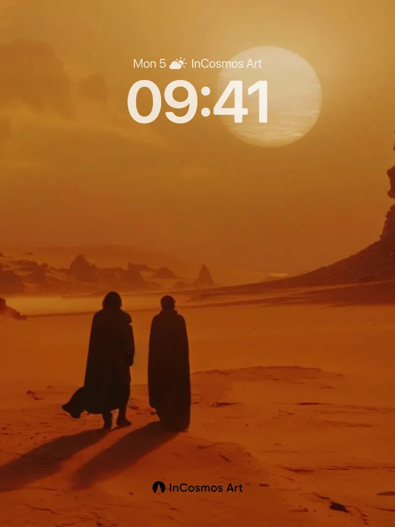 Silhouetted Wanderers Wallpaper in Dune Light