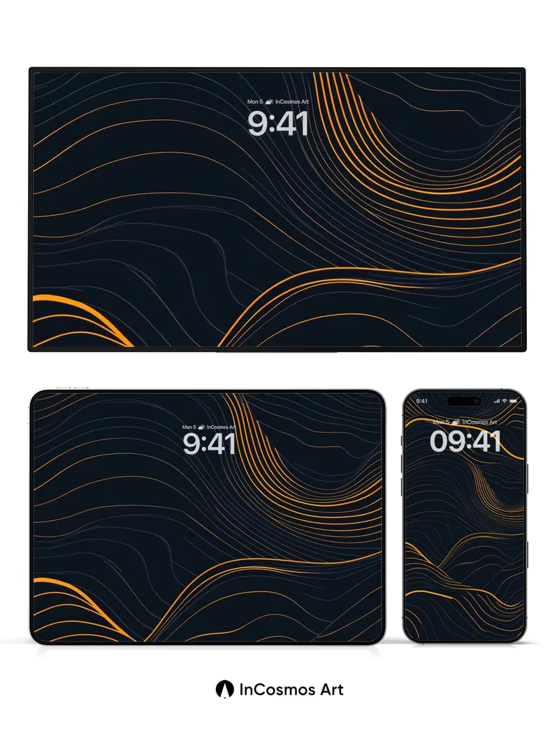 Golden Currents Wallpaper with Topographic Flow