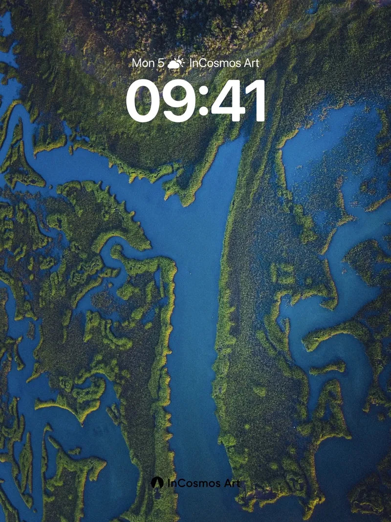 Serpentine Waterway Wallpaper with Emerald Fringes wallpaper for iPhone, iPad & Mac