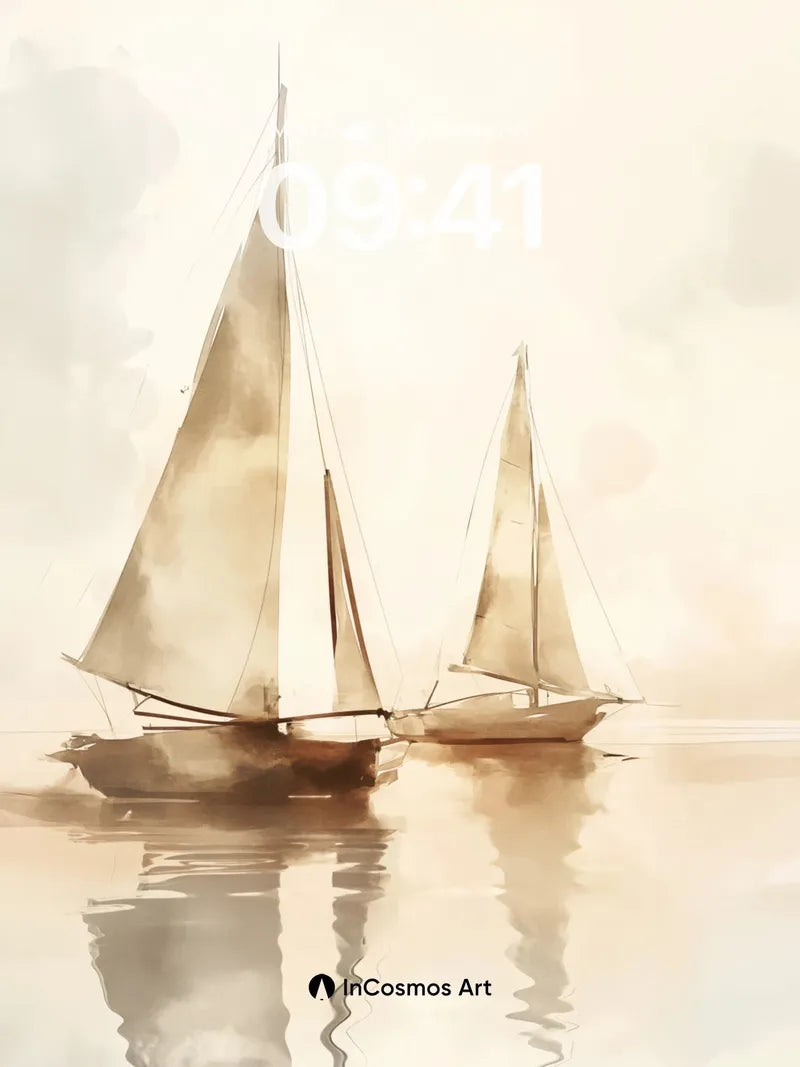 Serenity Sail Wallpaper with Golden Haze