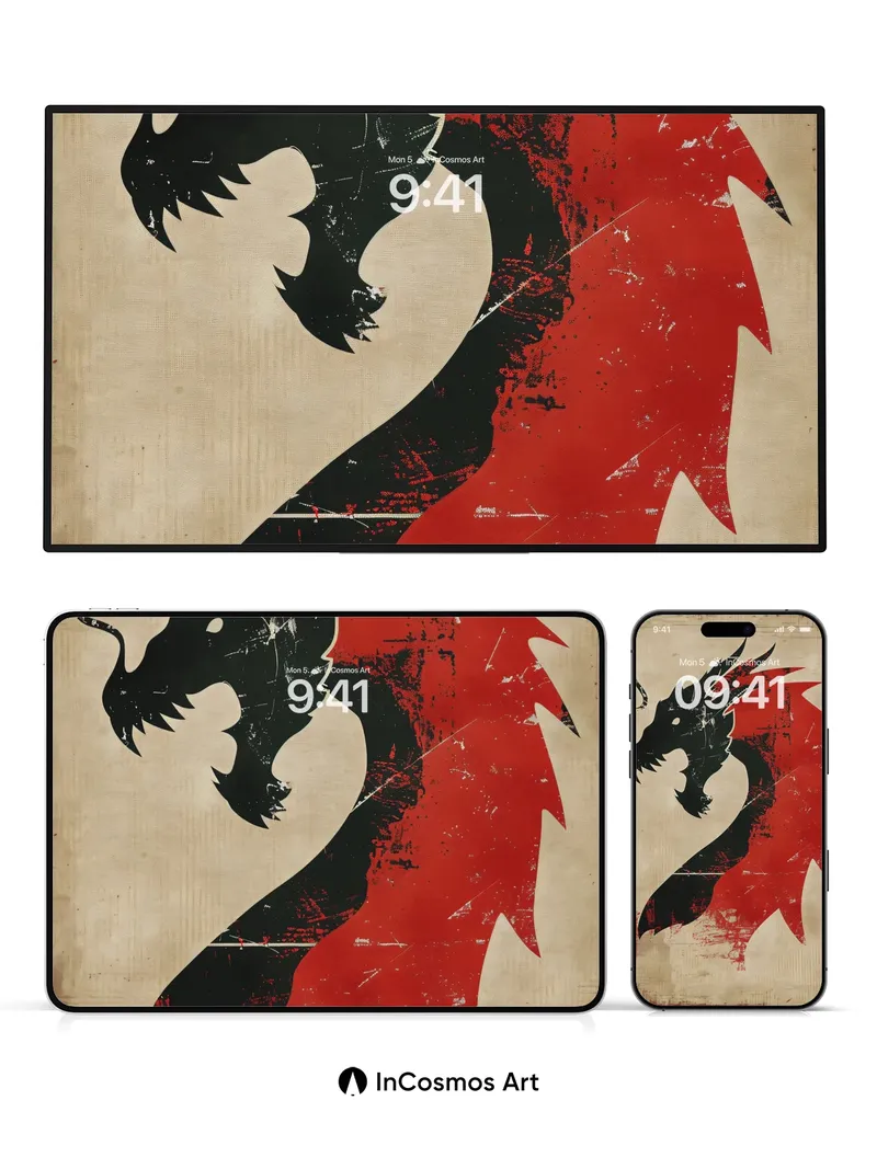 Fierce Ember Dragon Wallpaper with Grunge Texture