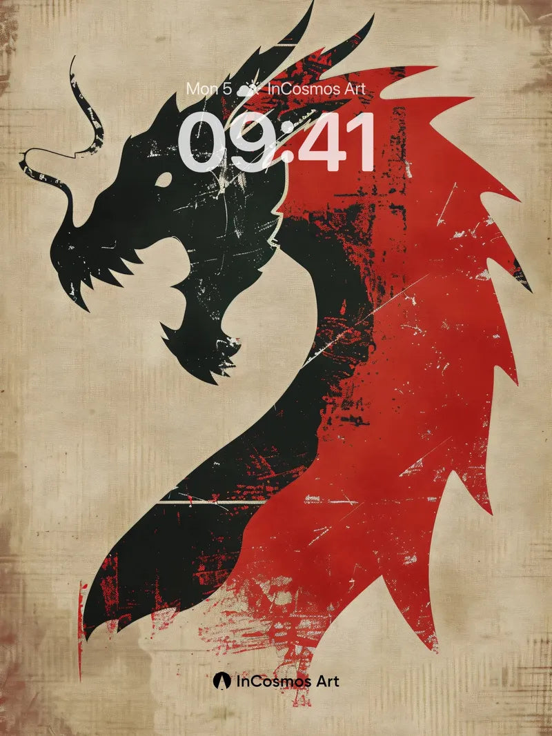 Fierce Ember Dragon Wallpaper with Grunge Texture