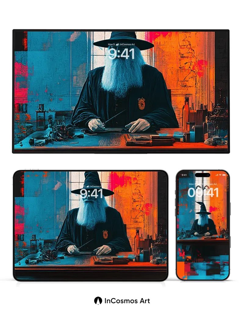 Crimson Reverie Wallpaper with Wizard's Desk