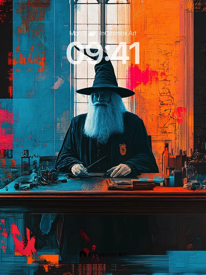 Crimson Reverie Wallpaper with Wizard's Desk