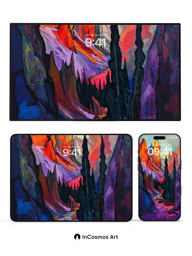 Crimson Canyon Wallpaper with Lunar Echoes