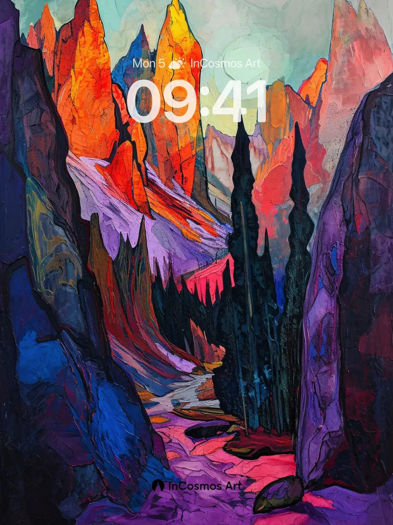 Crimson Canyon Wallpaper with Lunar Echoes