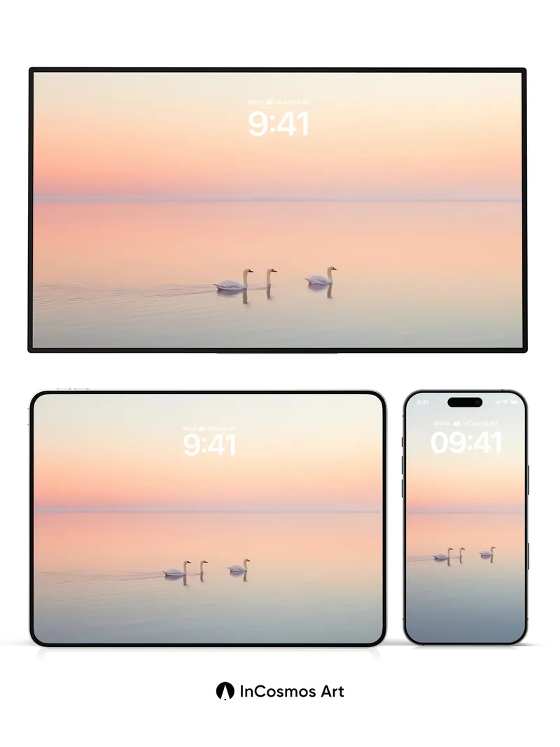 Serenity Swan Wallpaper with Horizon Hush