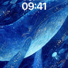 Sapphire Whisper Wallpaper with Celestial Whales wallpaper for iPhone, iPad & Mac