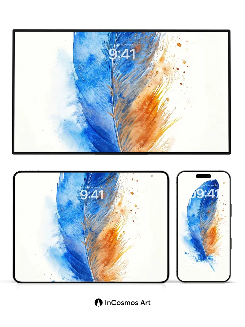 Sapphire Whisper Wallpaper with Golden Embers