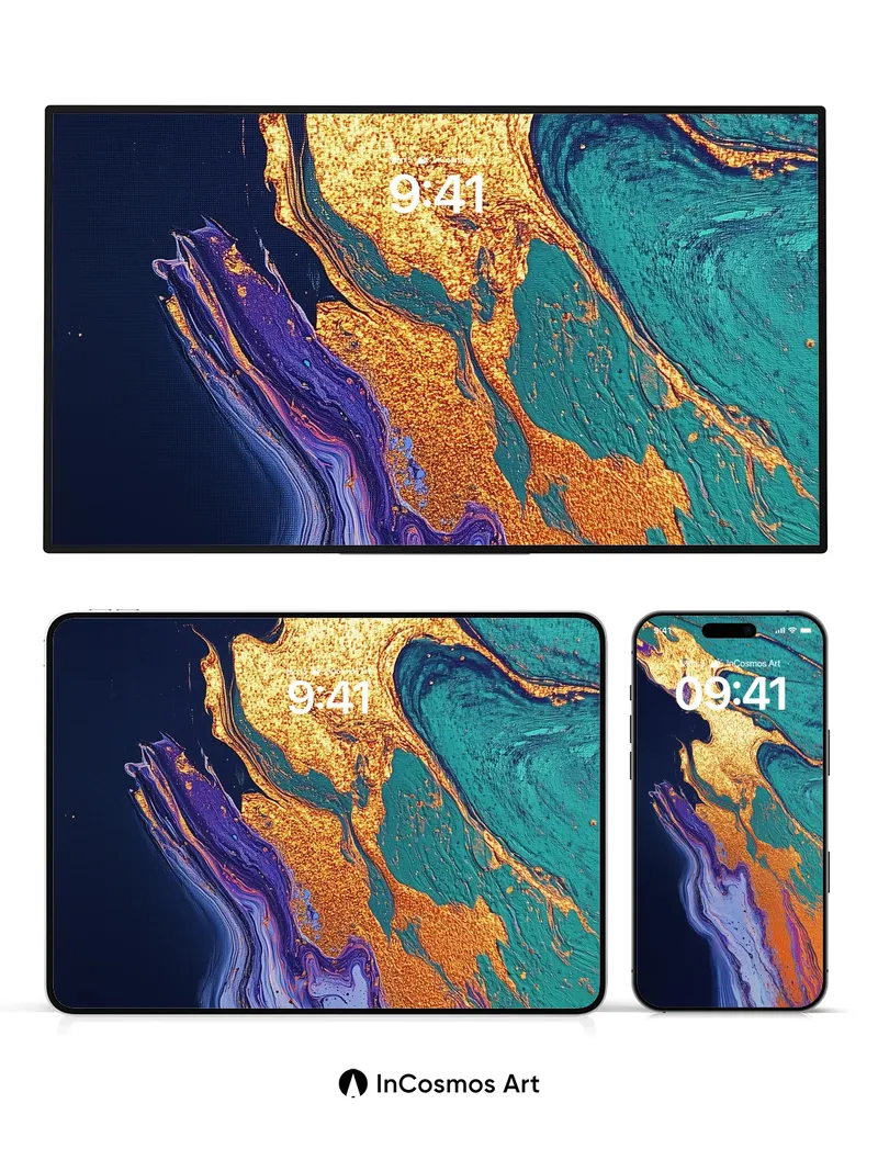 Luminous Abyss Wallpaper with Liquid Gold Veins