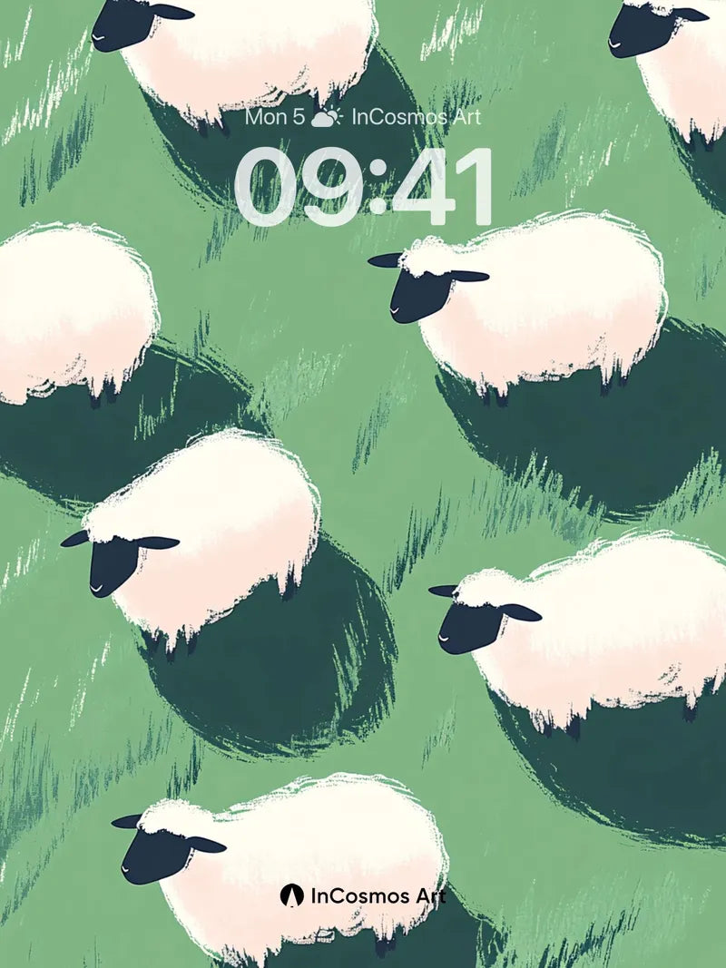 Whimsical Wool Wallpaper with Gentle Grazing wallpaper for iPhone, iPad & Mac