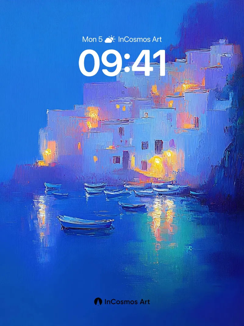 Luminous Cliffside Wallpaper with Floating Lights