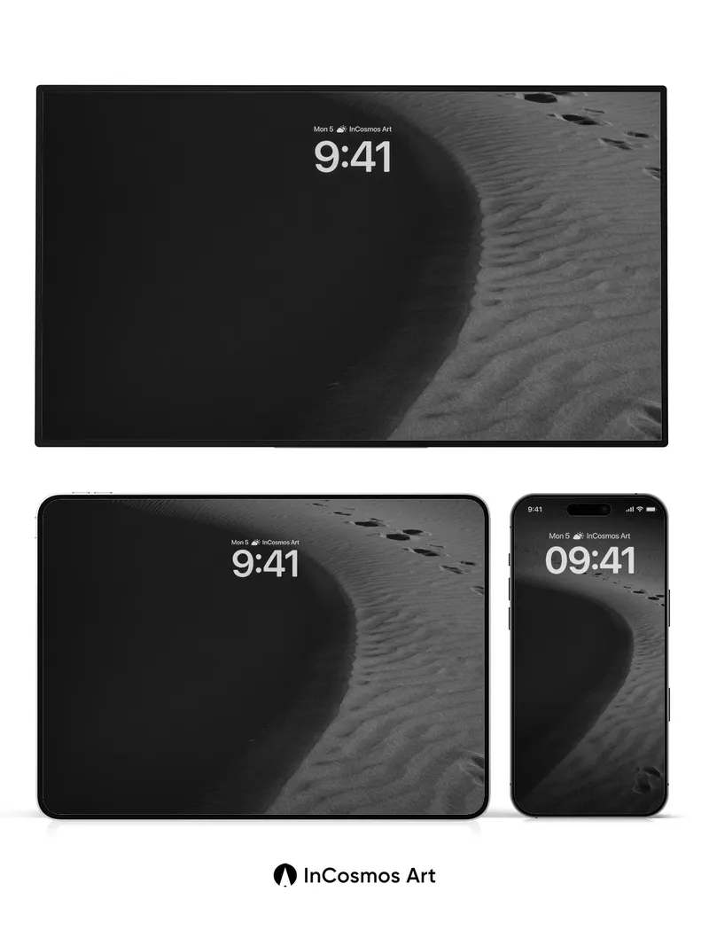 Silent Dune Wallpaper with Footprint Traces