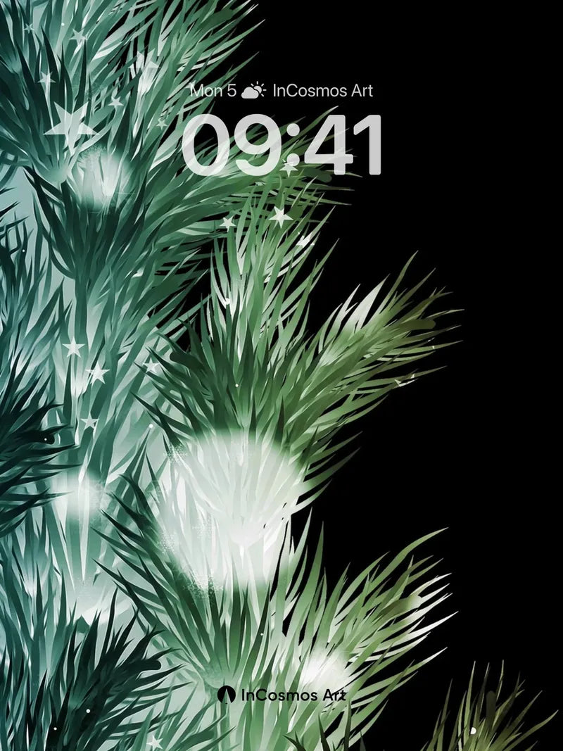 Frost-Kissed Pine Wallpaper with Starlight Veins